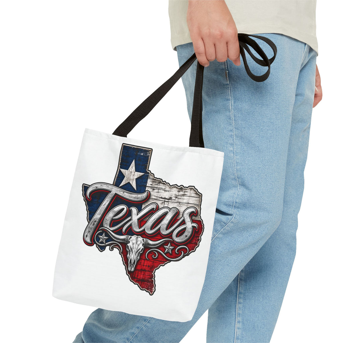 Texas Flag State Outline Tote Bag — Rustic Western 'Texas' Design