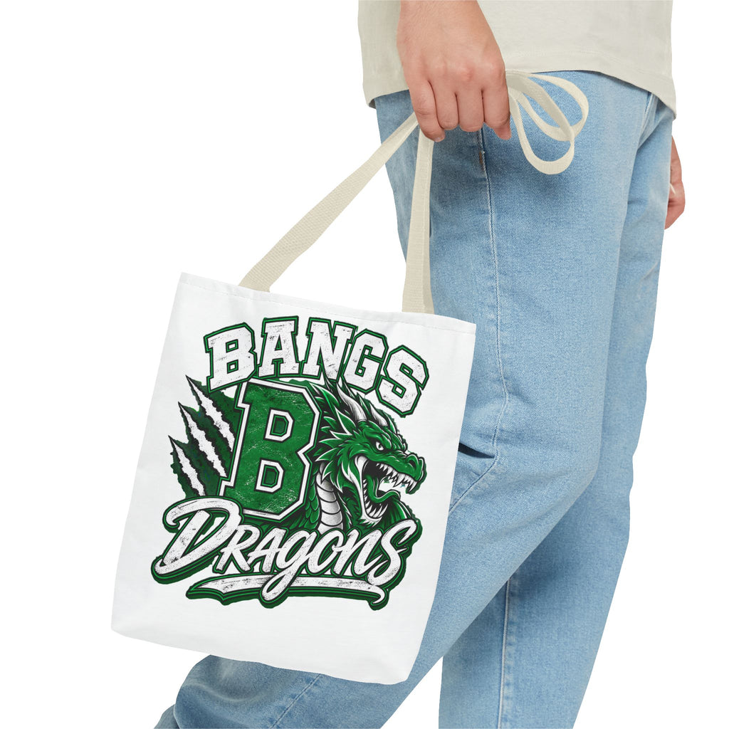 Bangs Dragons Tote Bag — Green Mascot Dragon School Spirit Tote