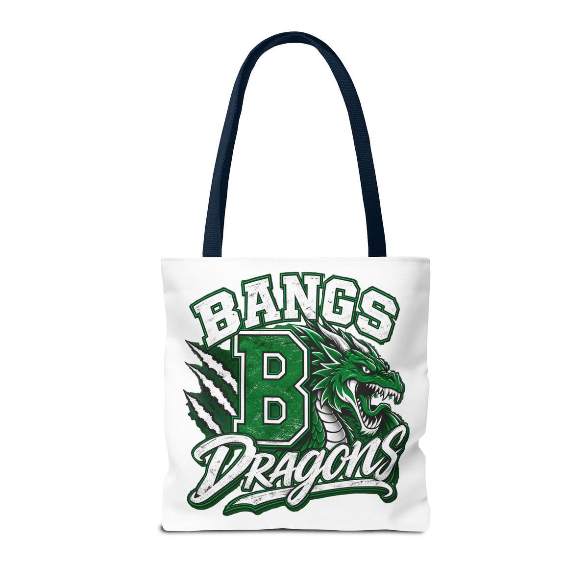 Bangs Dragons Tote Bag — Green Mascot Dragon School Spirit Tote