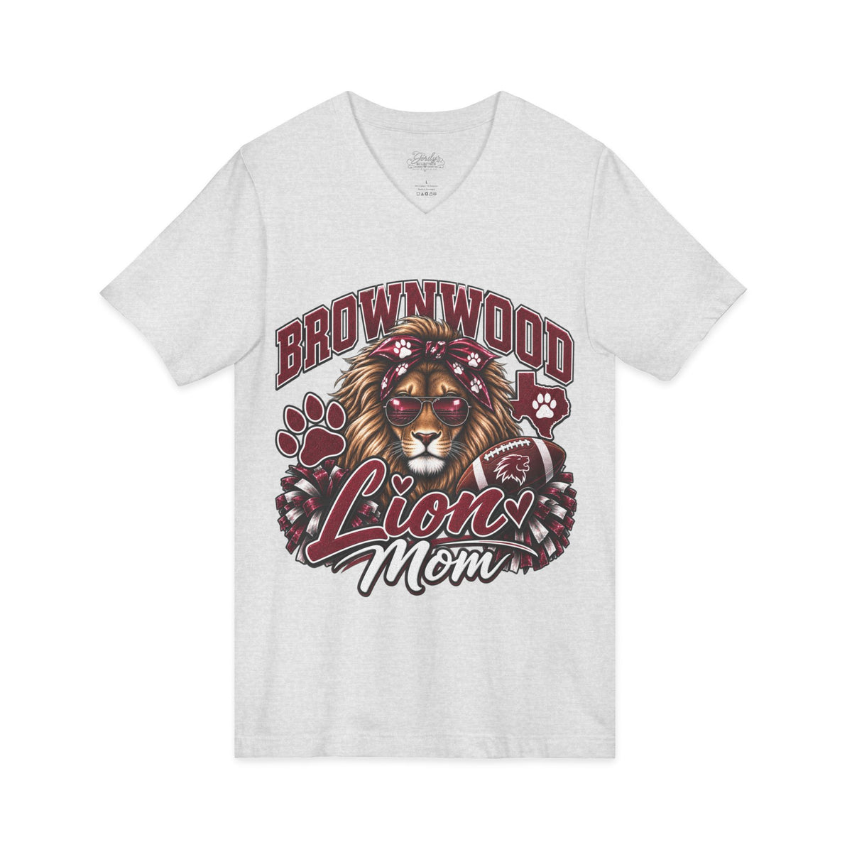 Brownwood Lions Mom Jersey Short Sleeve V-Neck Tee