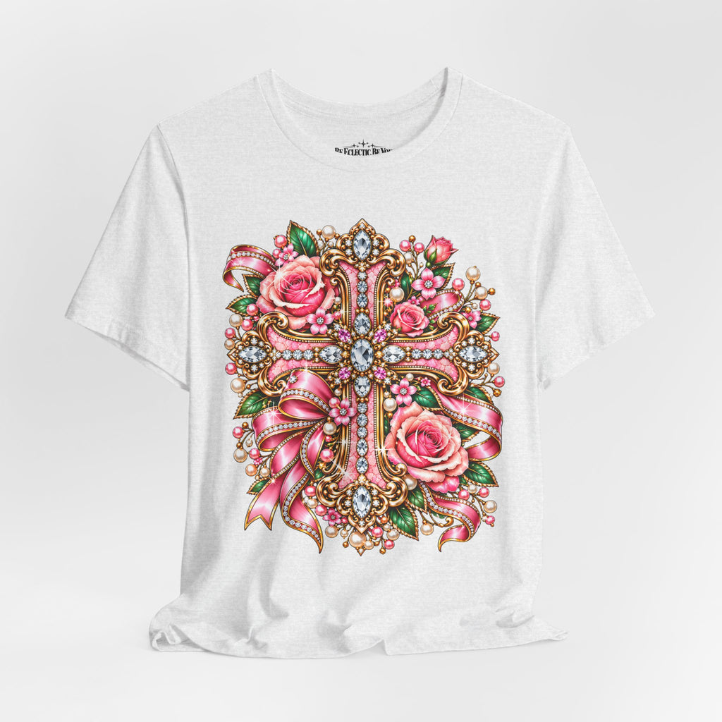 Ornate Floral Cross Rose Tee