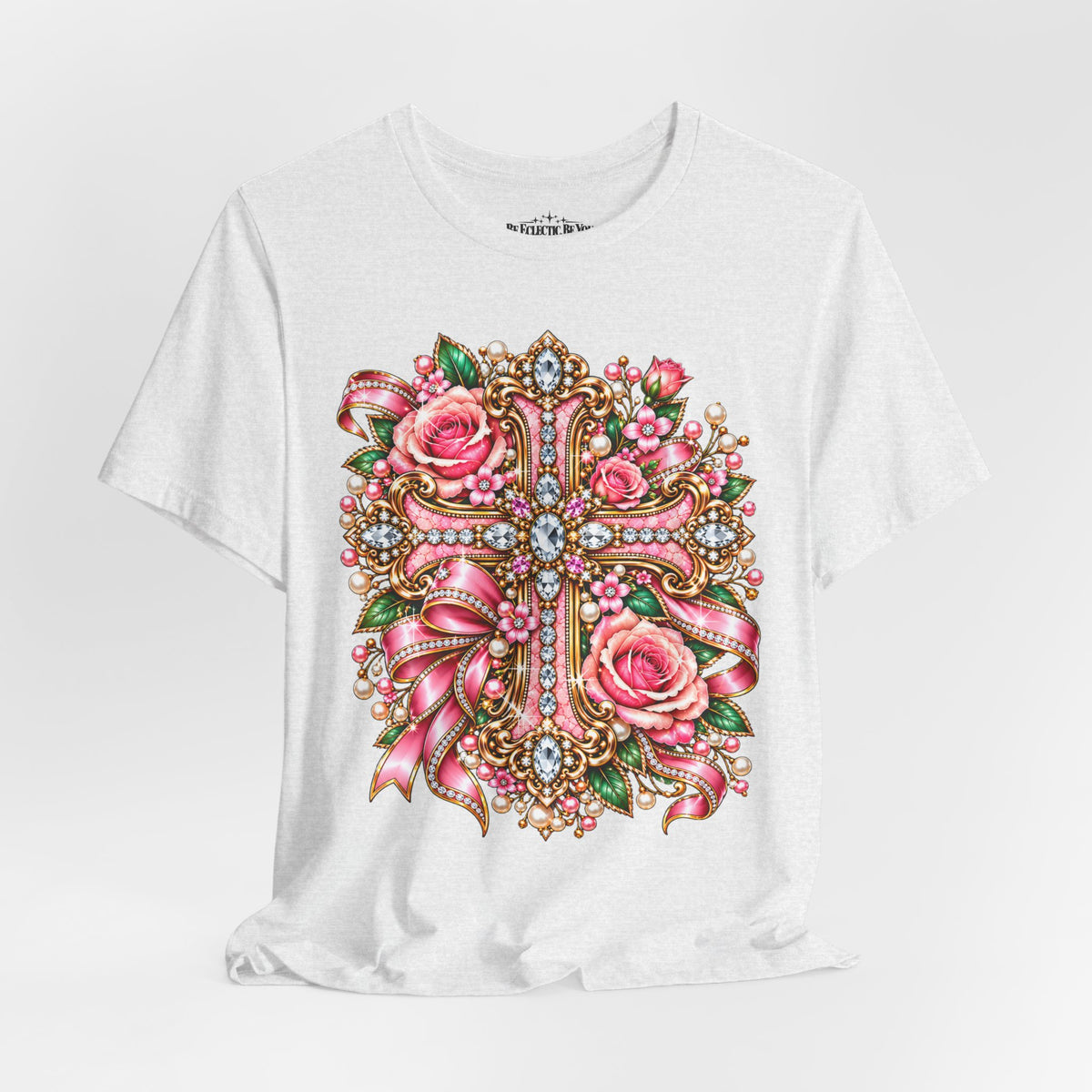 Ornate Floral Cross Rose Tee