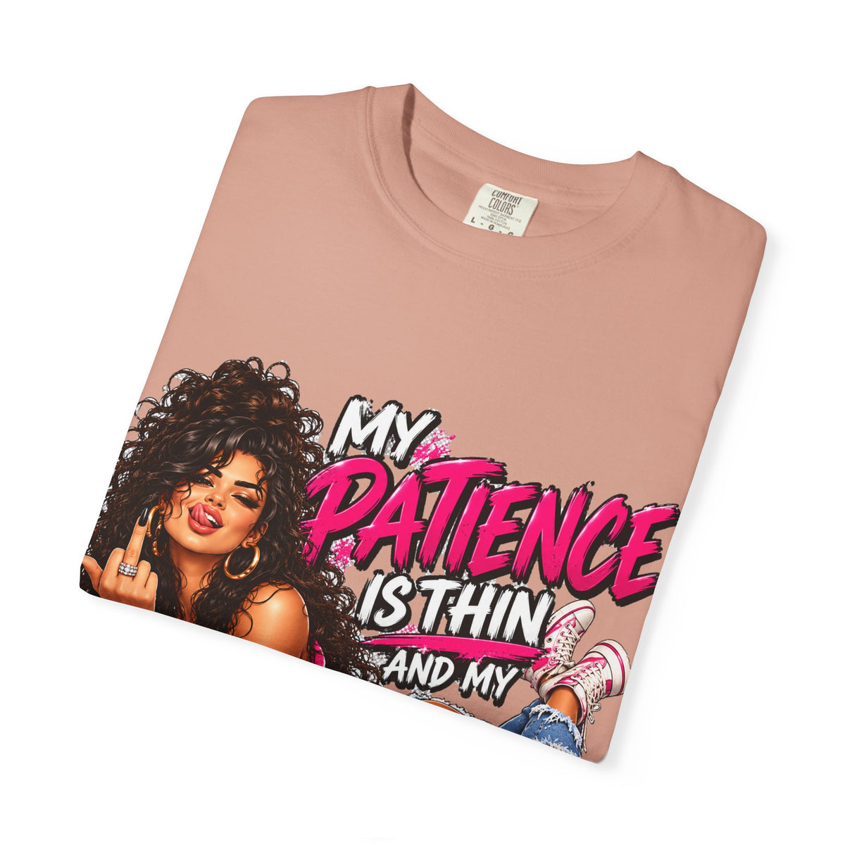Graphic T-Shirt — "My Patience Is Thin and My Give a F*** Is Broken" Retro Sassy Woman