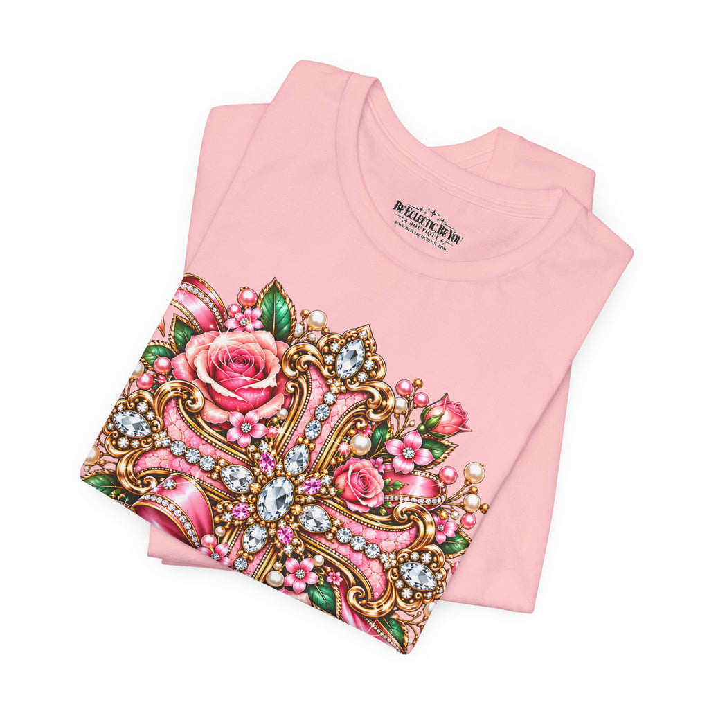 Ornate Floral Cross Rose Tee