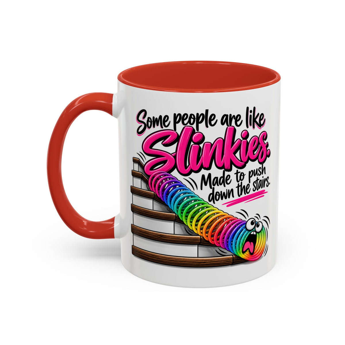 Funny 'Some People Are Like Slinkies' Accent Coffee Mug – Humorous Rainbow Slinky Gift