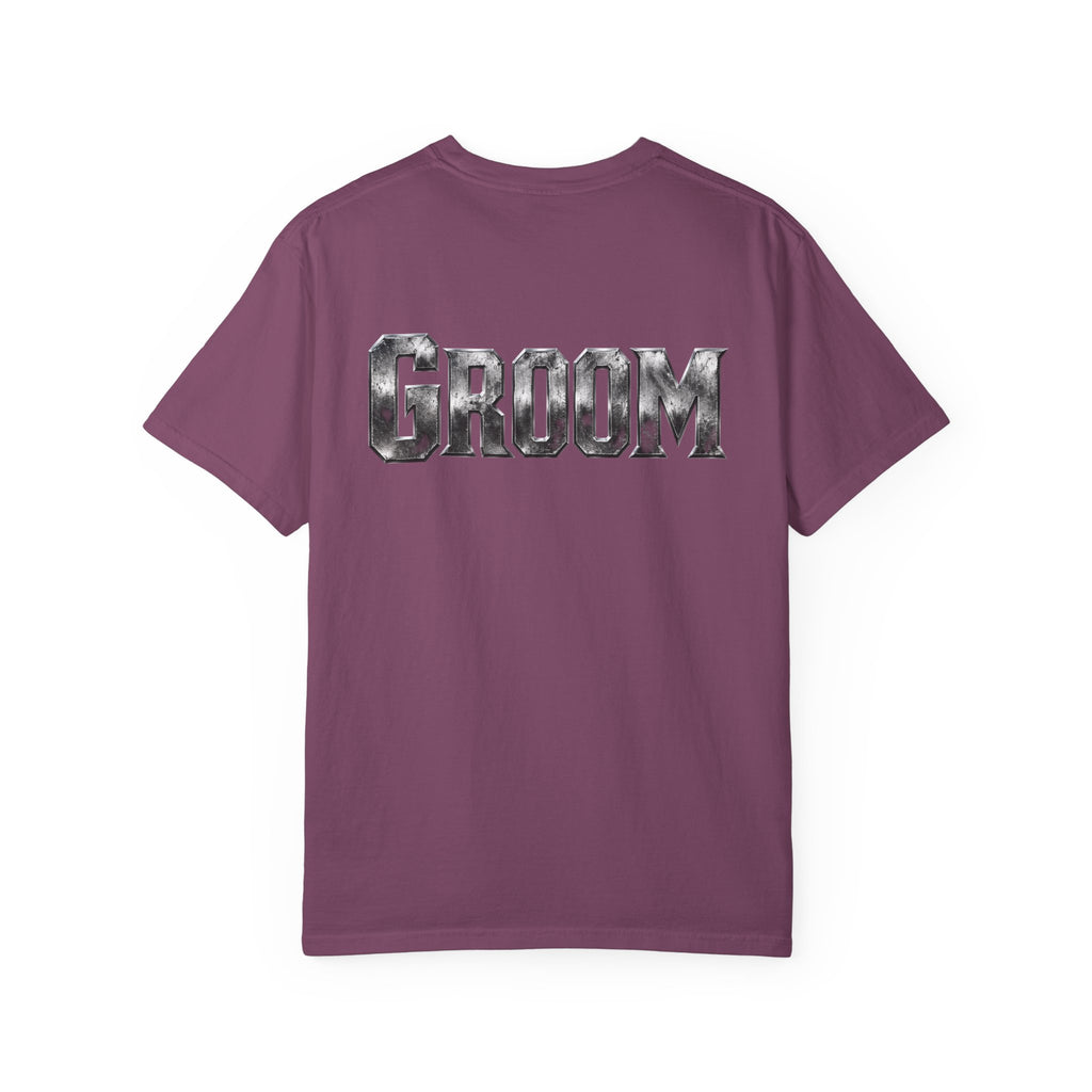 Groom Graphic T-Shirt — Metallic Lettering Wedding Tee for Grooms