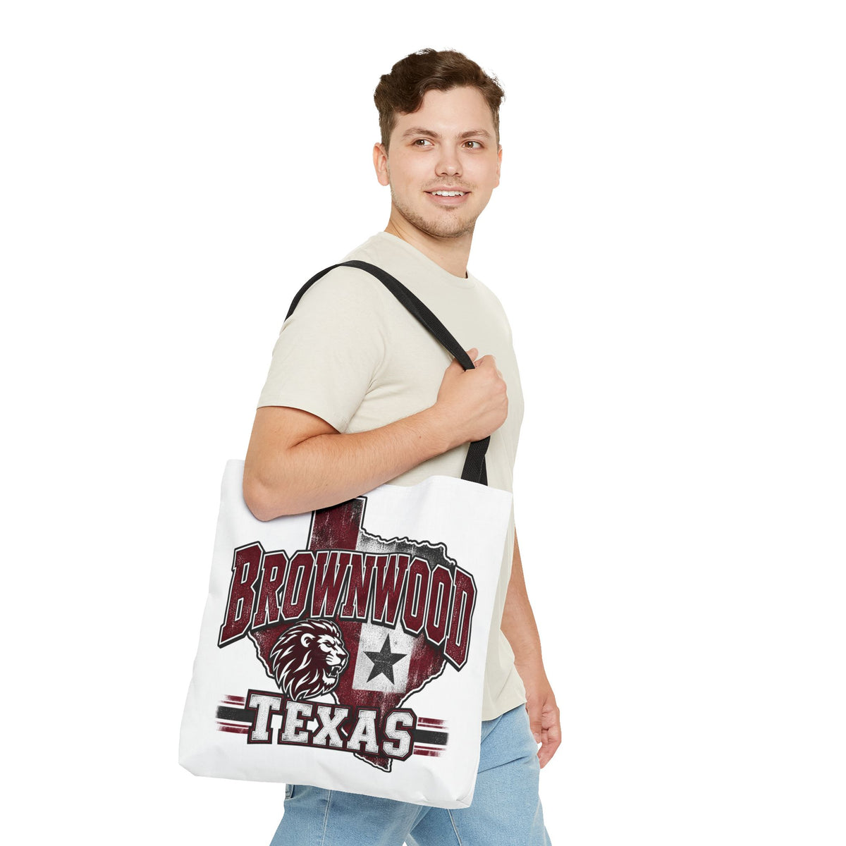Brownwood Texas Lion Tote Bag – Vintage State Pride AOP Tote