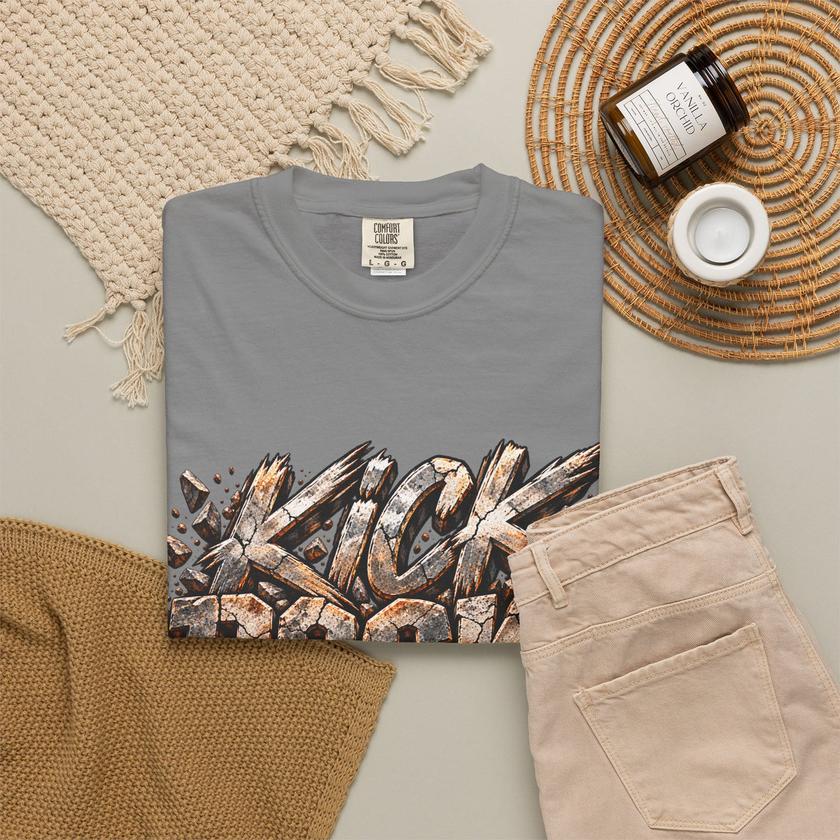Kick Rocks T‑Shirt — Grunge Stone Graffiti Tee