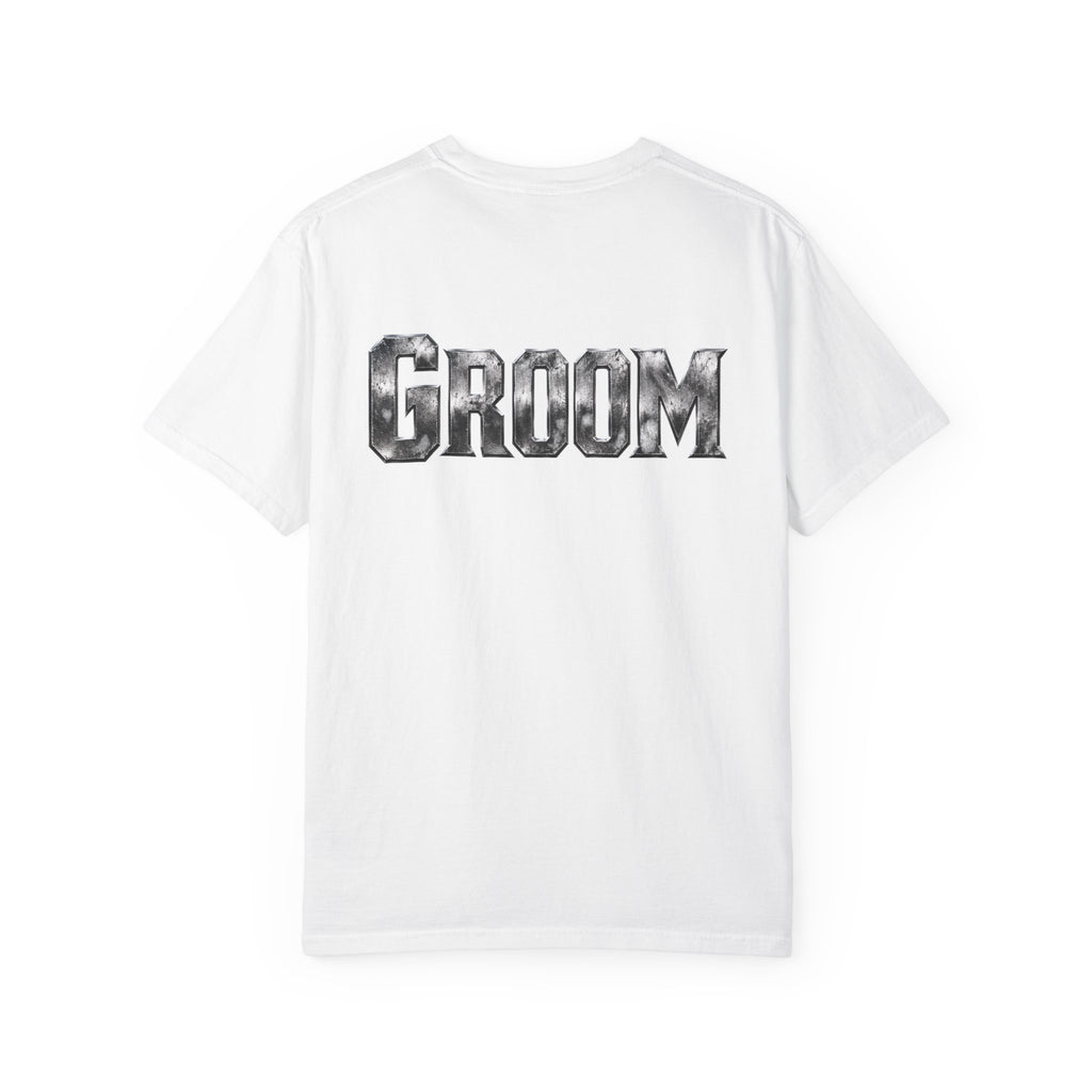 Groom Graphic T-Shirt — Metallic Lettering Wedding Tee for Grooms