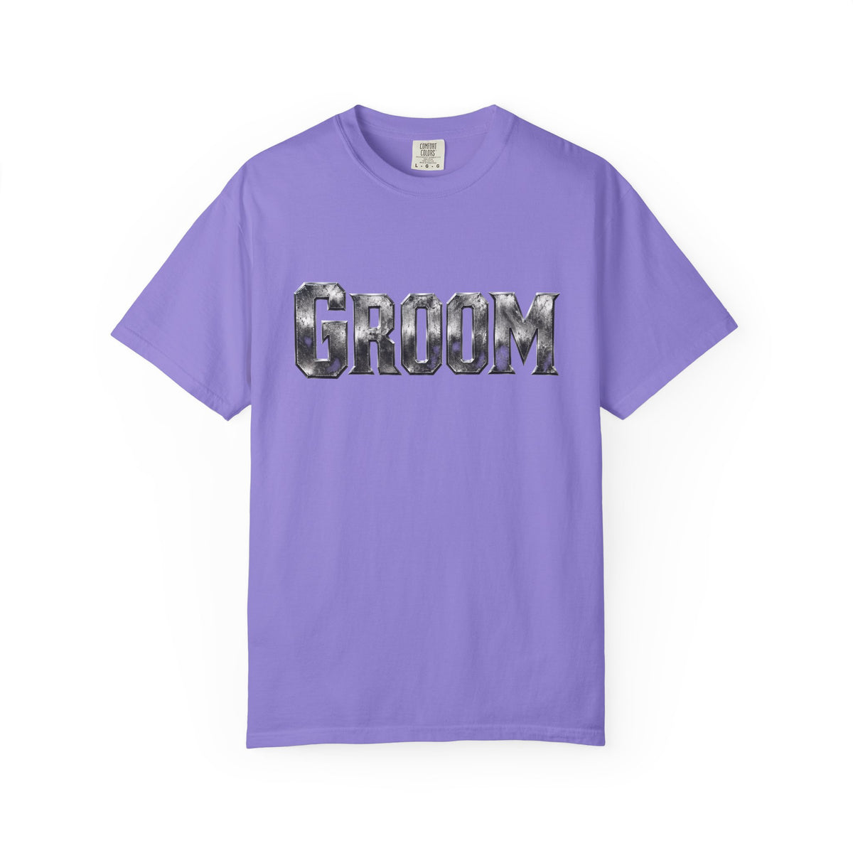 Groom Graphic T-Shirt — Metallic Lettering Wedding Tee for Grooms