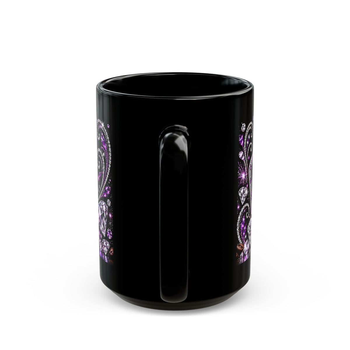 Good Coffee Brighter Days Black Ceramic Mug — Sparkling Purple Butterfly Design (11oz, 15oz)