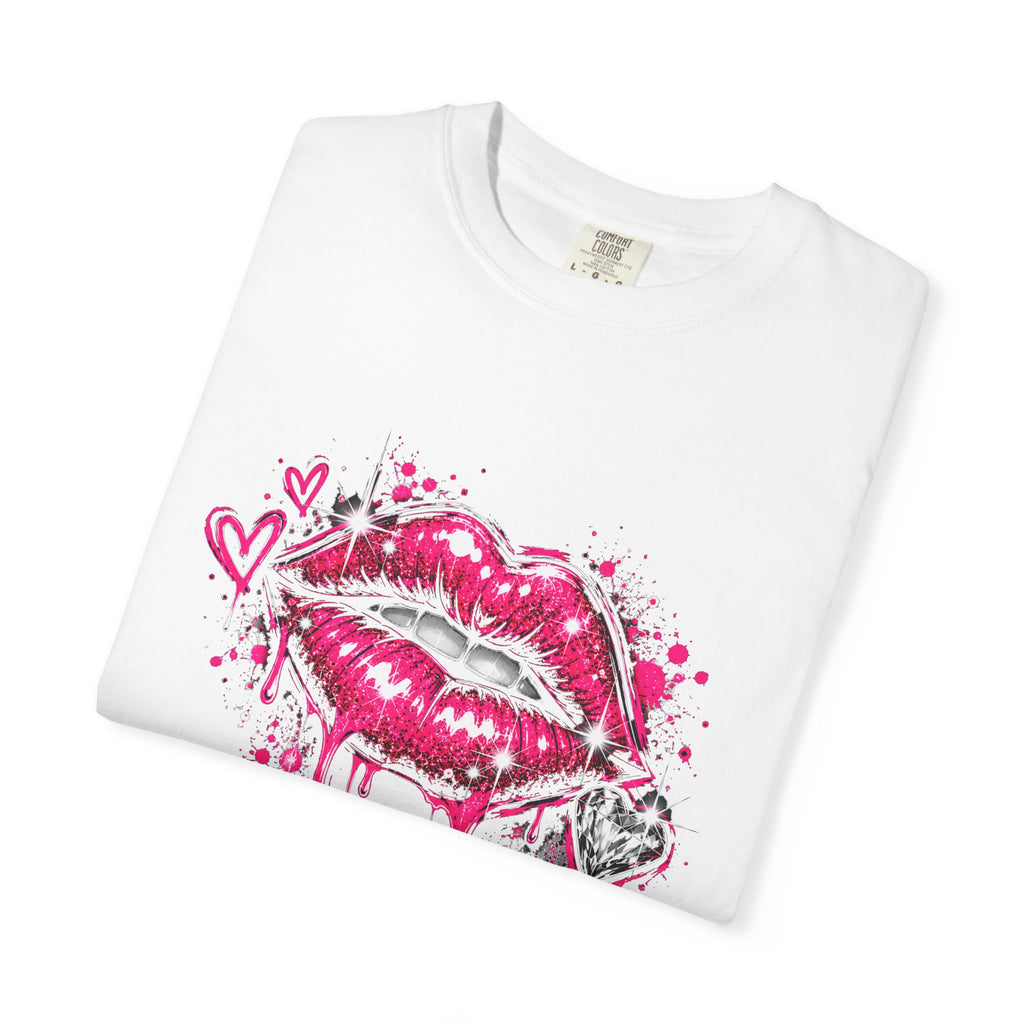 Graphic T-Shirt — Pink Lip Art & 'Backup!' Slogan Tee