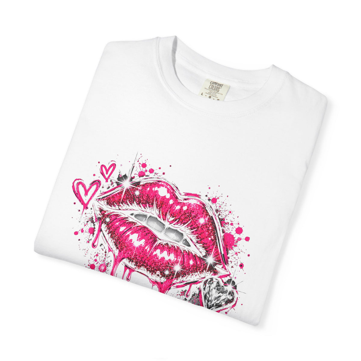 Graphic T-Shirt — Pink Lip Art & 'Backup!' Slogan Tee
