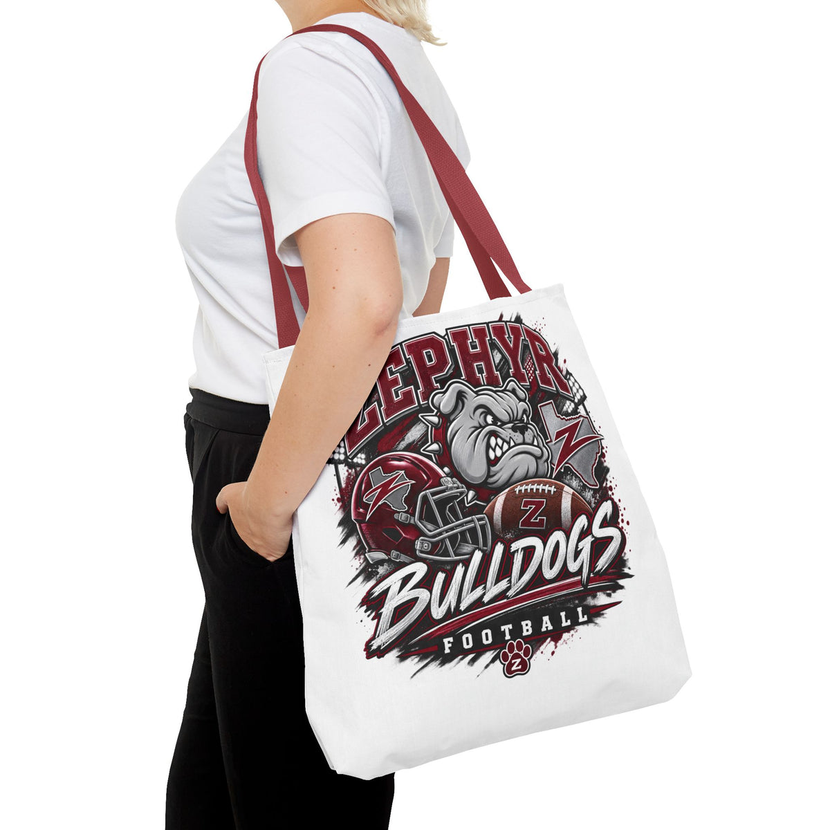 Bulldogs Football Tote Bag — Zephyr Mascot Collegiate Game Day Tote