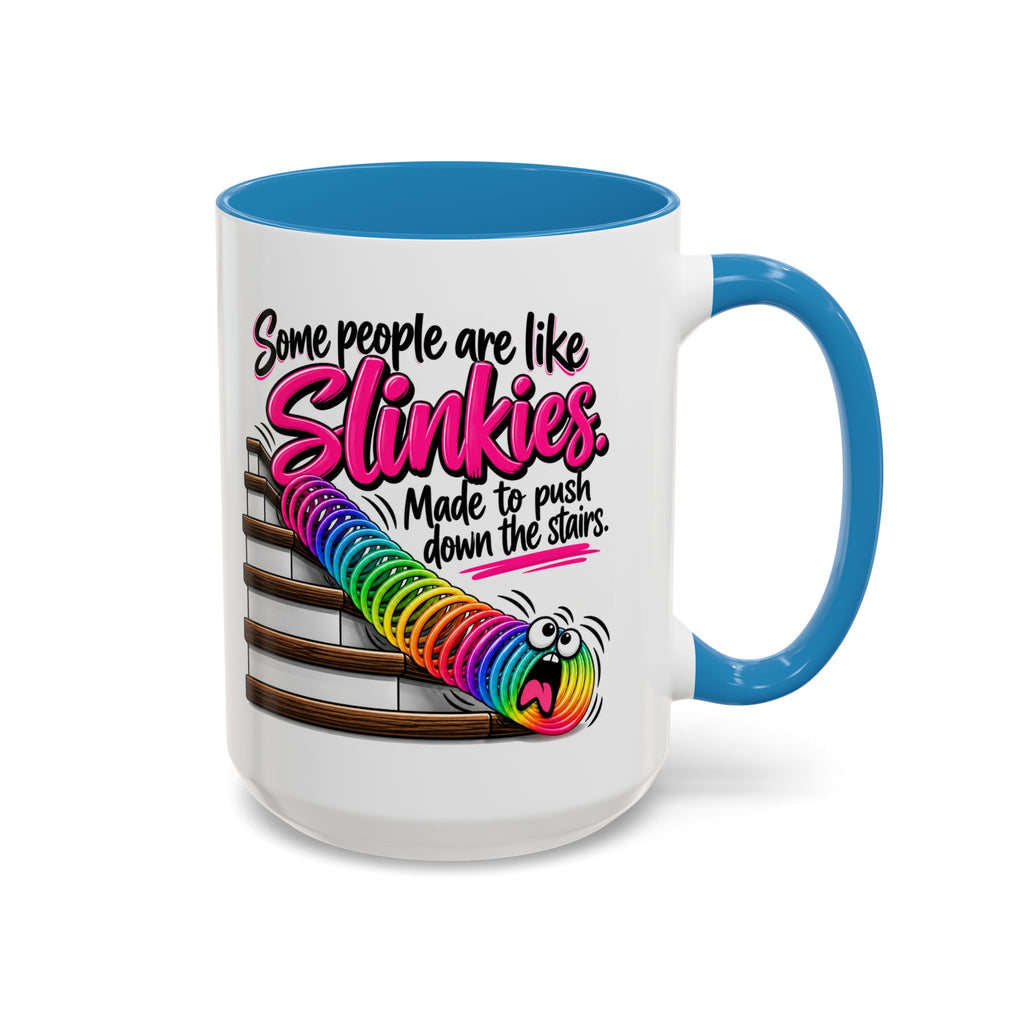 Funny 'Some People Are Like Slinkies' Accent Coffee Mug – Humorous Rainbow Slinky Gift
