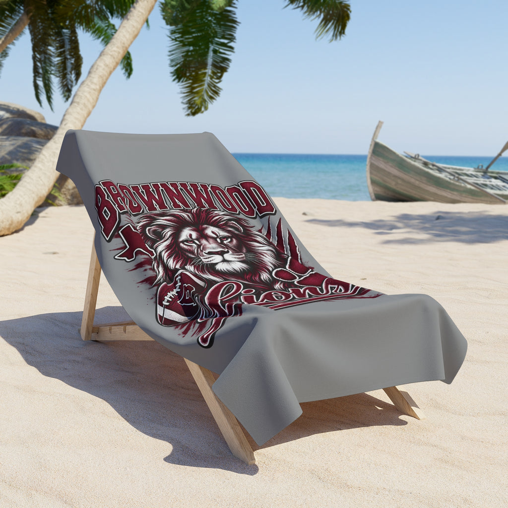 Brownwood Lions Beach Towel – Bold Lion Mascot School Spirit Swim Towel