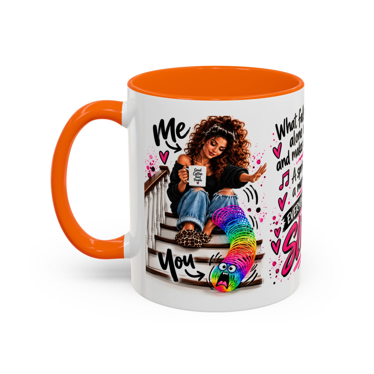 Slinky Coffee Mug — Funny Rainbow Slinky Gift for Friends & Teachers