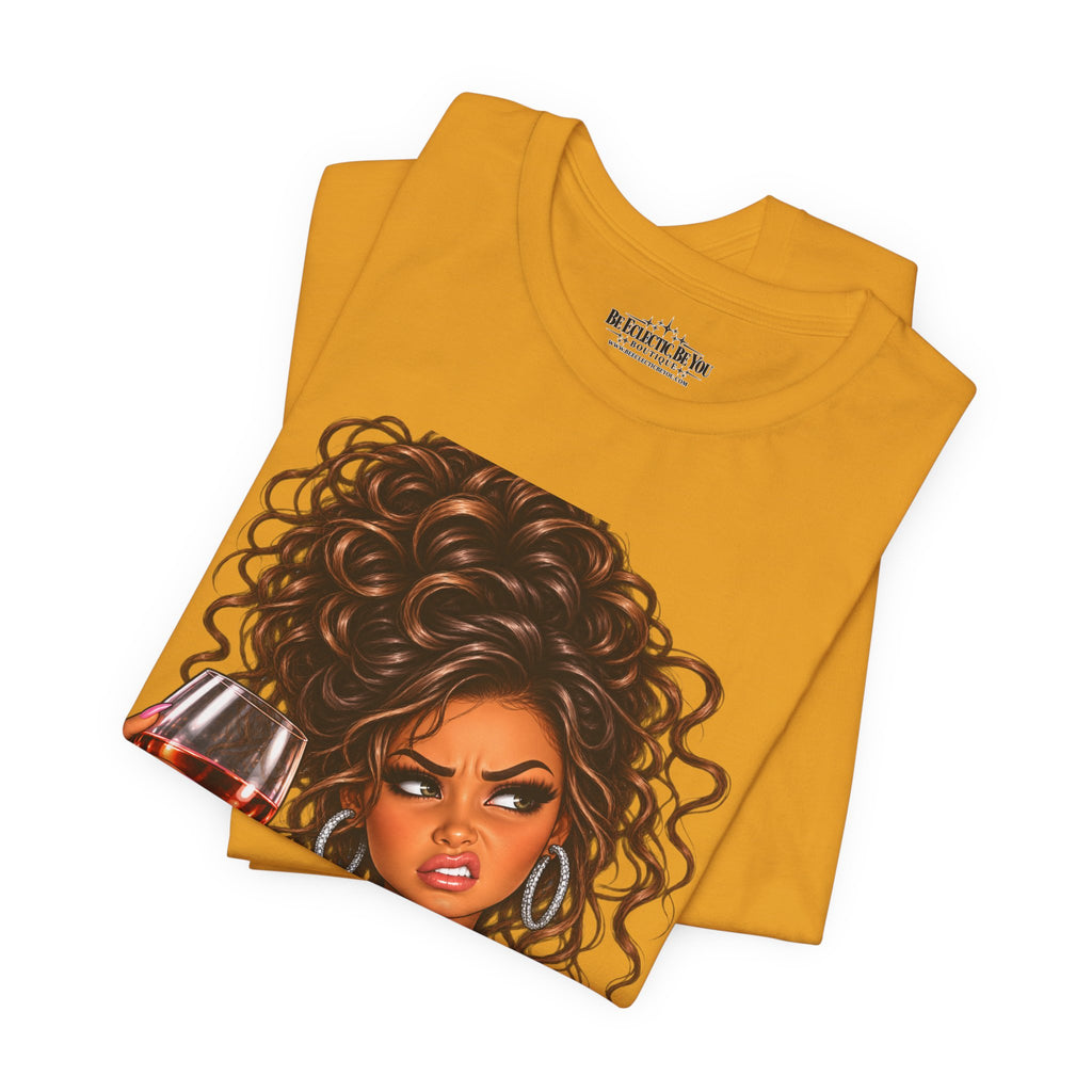 Curly Hair Wine Lover Graphic T-Shirt