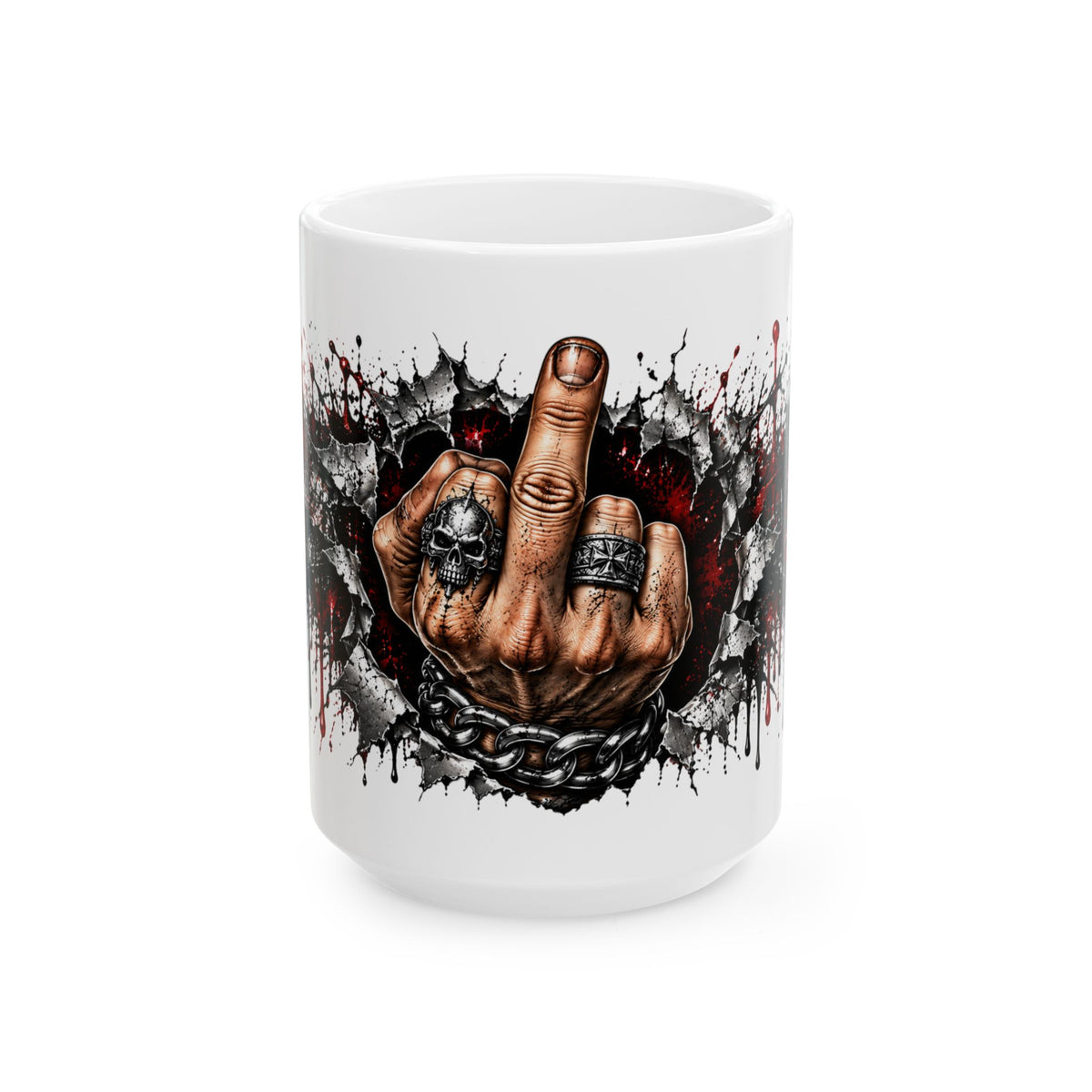 Rebel Skull Middle Finger Ceramic Mug (11oz & 15oz)