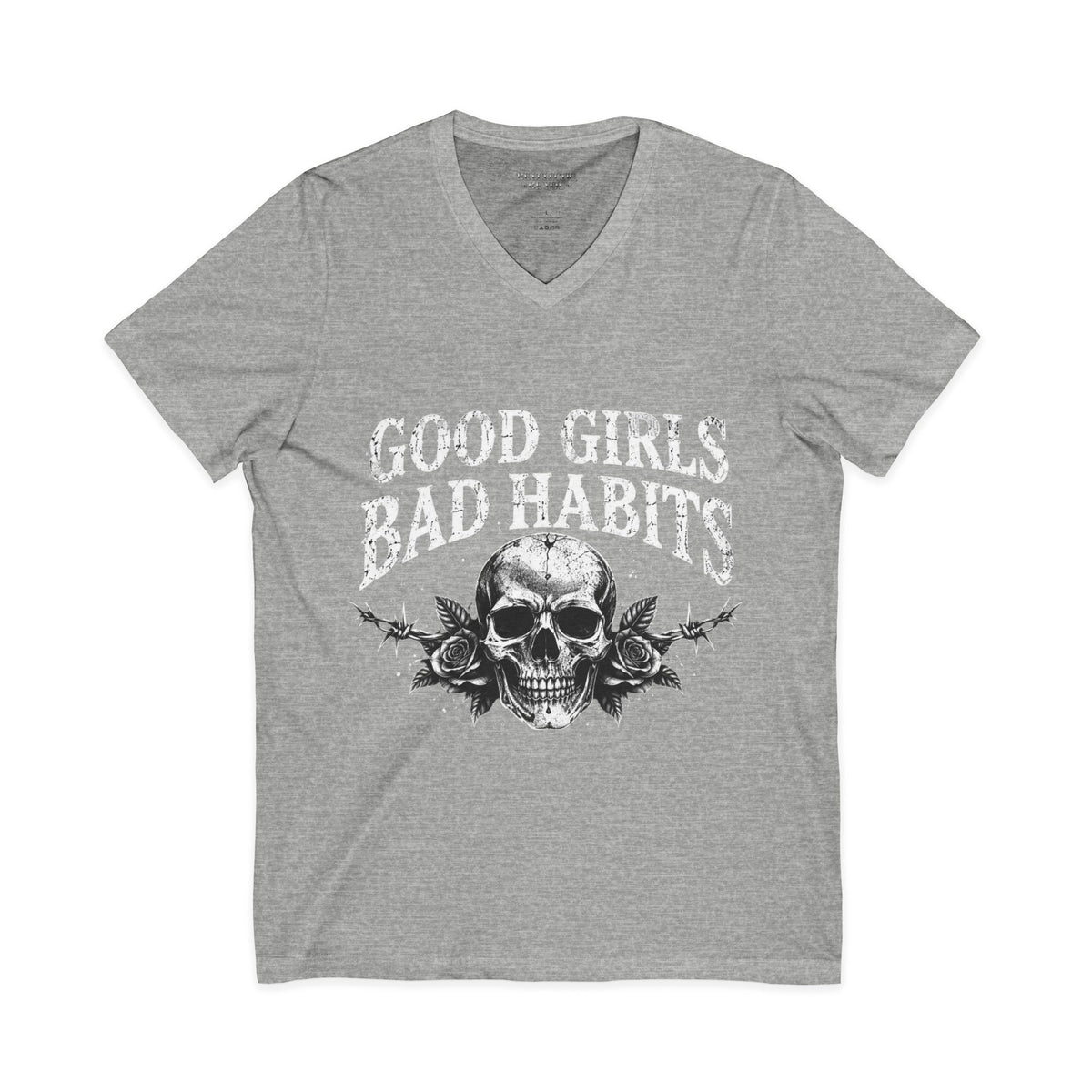 Good Girls Bad Habits Skull V-Neck Tee