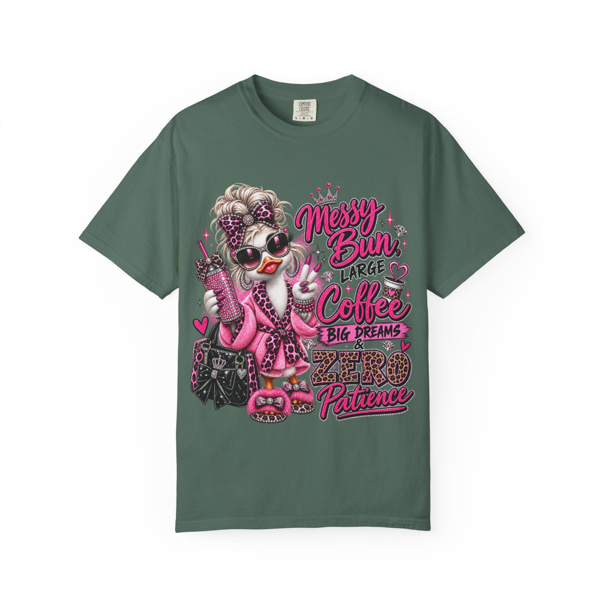 Messy Bun, Big Coffee, Zero Patience T-Shirt — Funny Graphic Tee for Moms & Busy Women