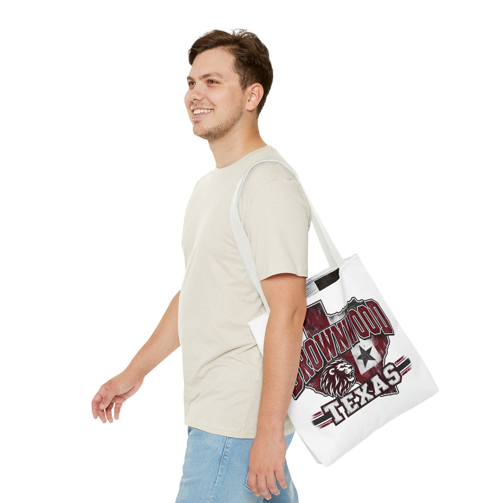 Brownwood Texas Lion Tote Bag – Vintage State Pride AOP Tote