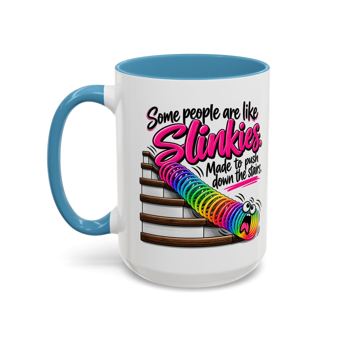 Funny 'Some People Are Like Slinkies' Accent Coffee Mug – Humorous Rainbow Slinky Gift