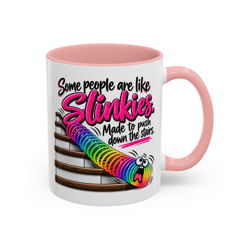 Funny 'Some People Are Like Slinkies' Accent Coffee Mug – Humorous Rainbow Slinky Gift