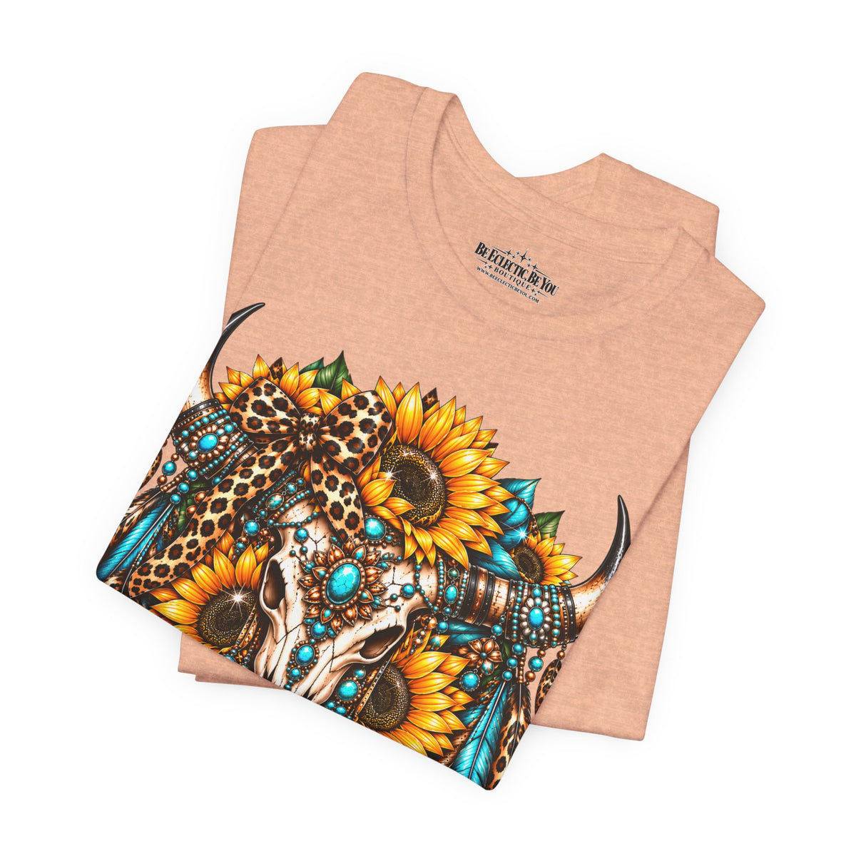Boho Buffalo Skull Sunflower T-Shirt