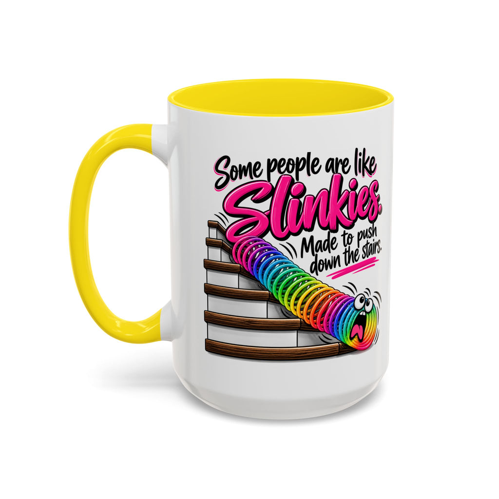 Funny 'Some People Are Like Slinkies' Accent Coffee Mug – Humorous Rainbow Slinky Gift