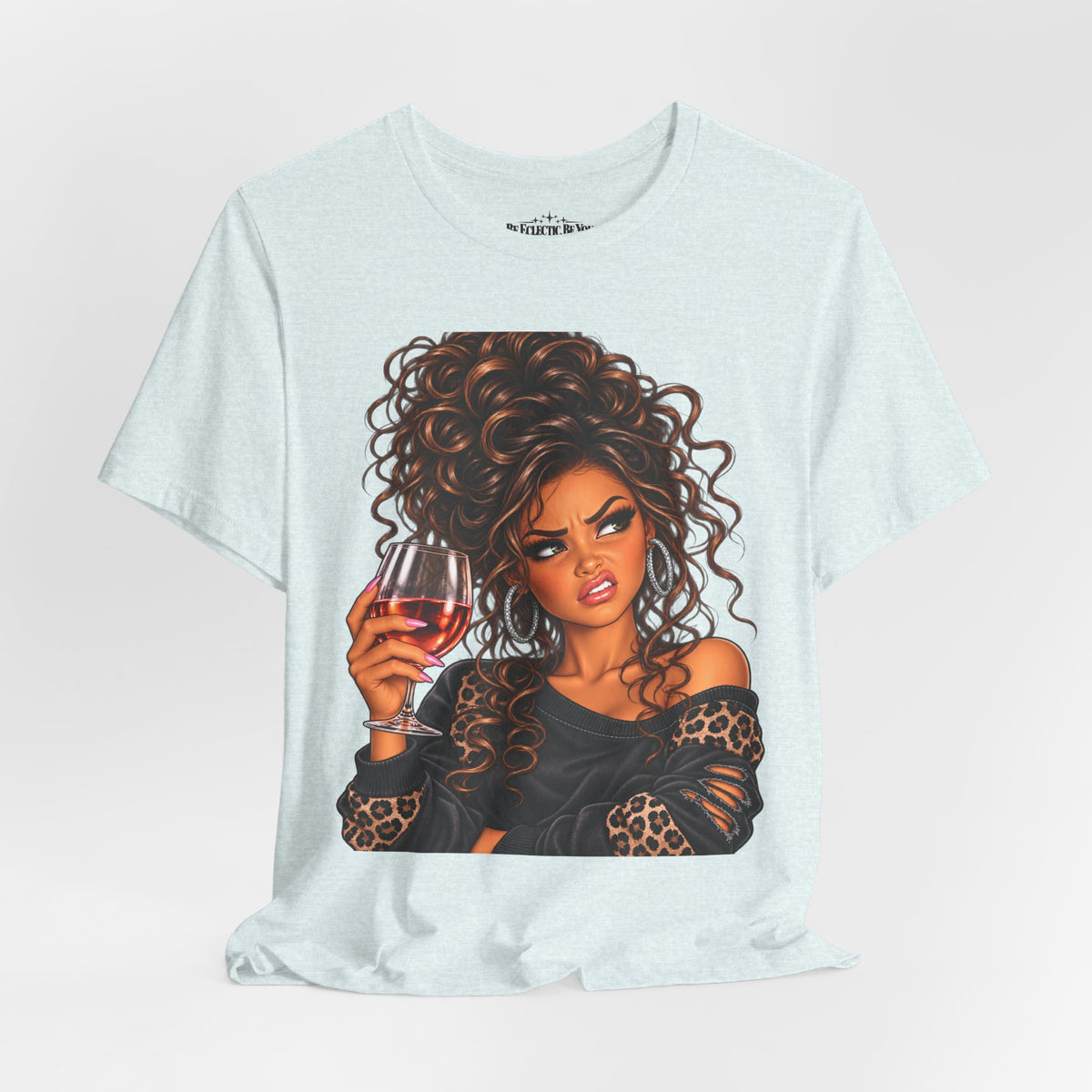 Curly Hair Wine Lover Graphic T-Shirt