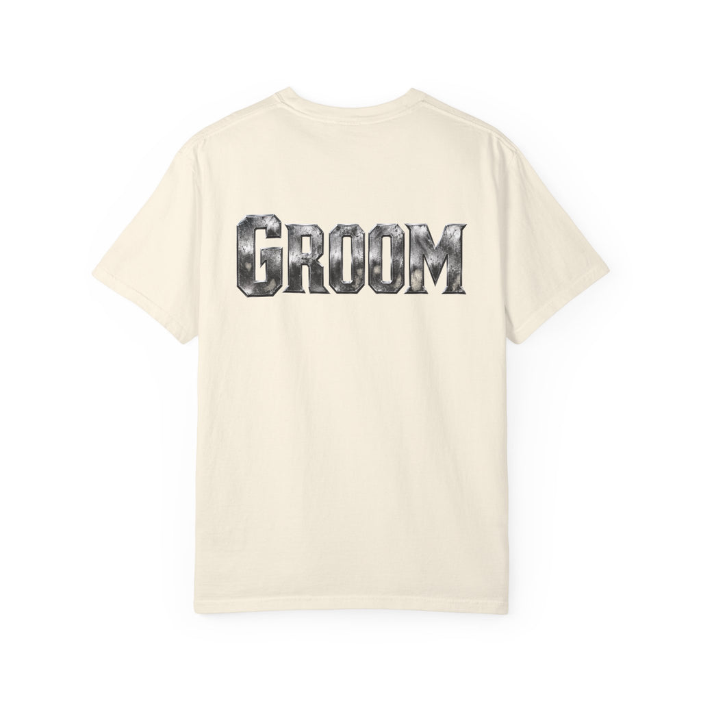 Groom Graphic T-Shirt — Metallic Lettering Wedding Tee for Grooms