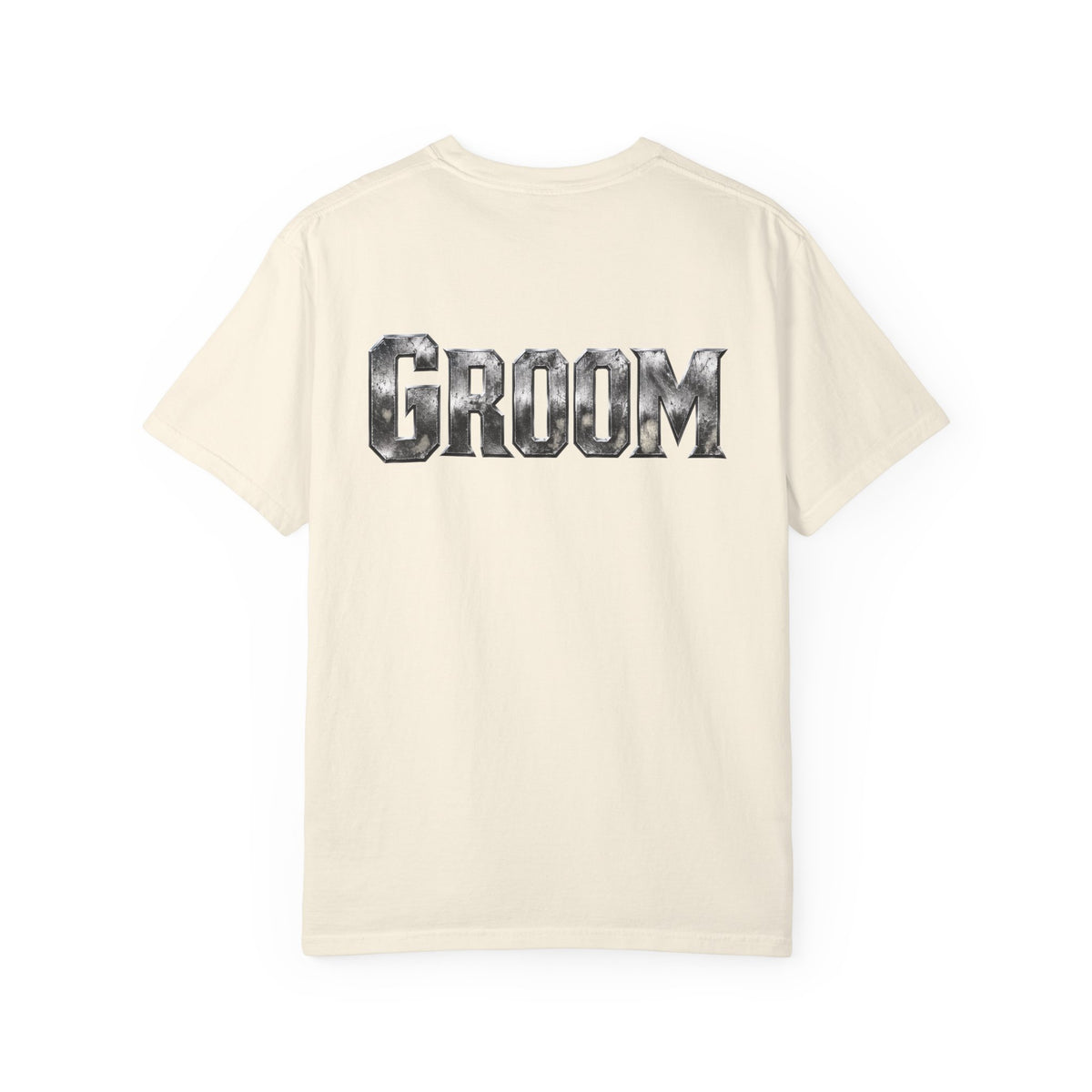 Groom Graphic T-Shirt — Metallic Lettering Wedding Tee for Grooms