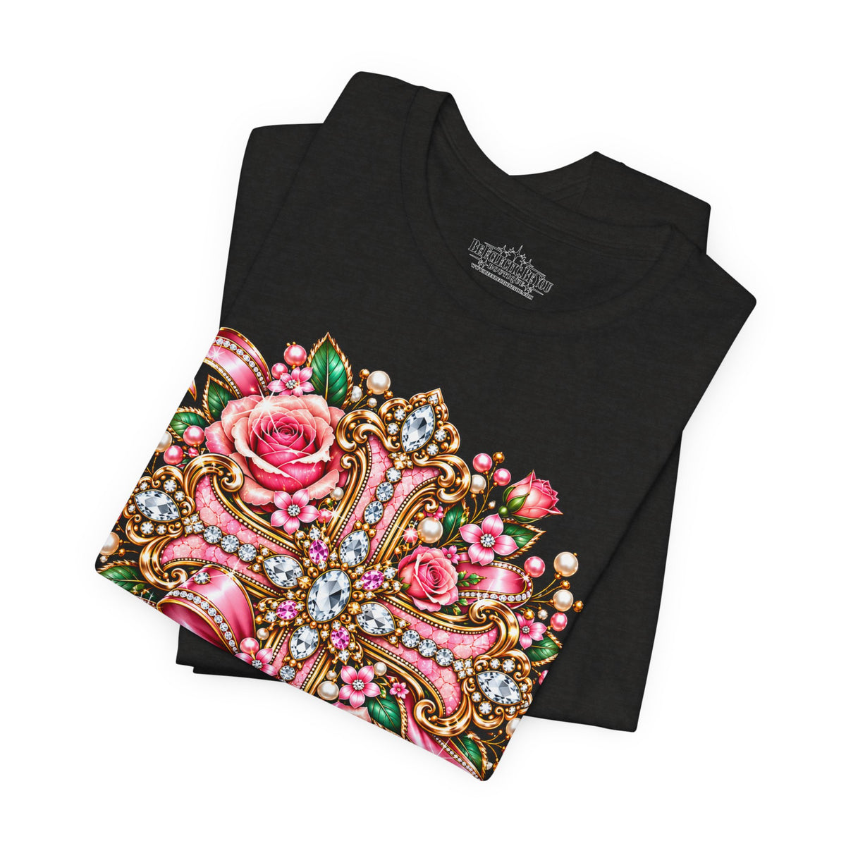 Ornate Floral Cross Rose Tee