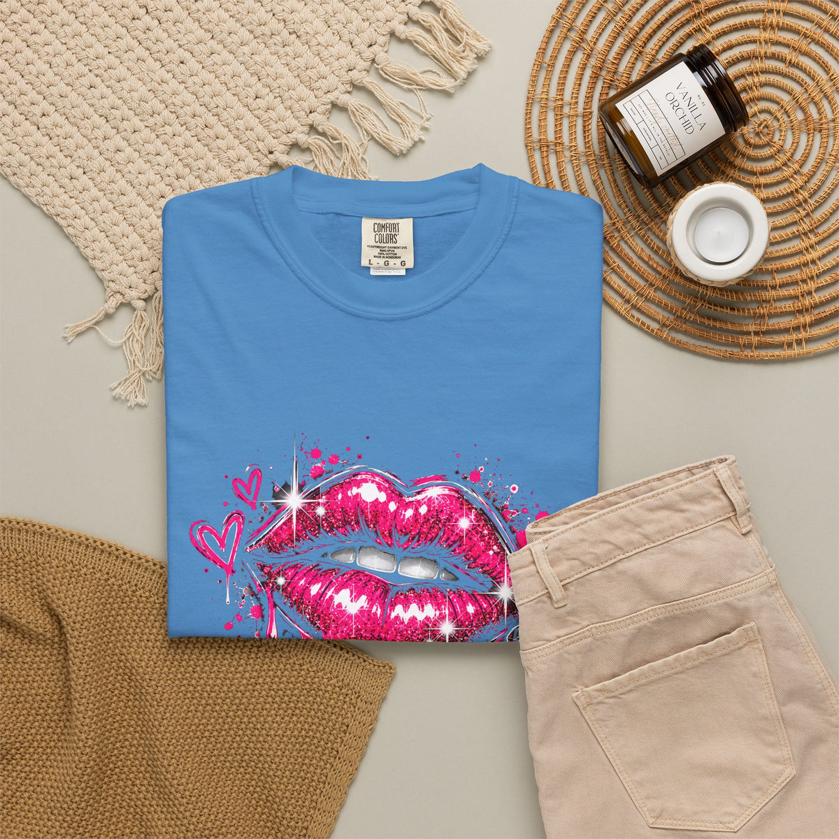 Graphic T-Shirt — Pink Lip Art & 'Backup!' Slogan Tee