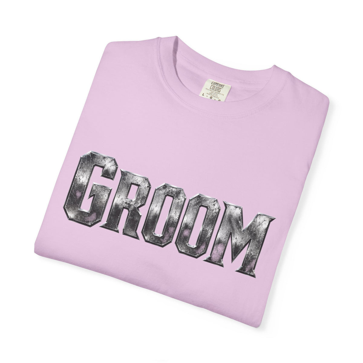 Groom Graphic T-Shirt — Metallic Lettering Wedding Tee for Grooms