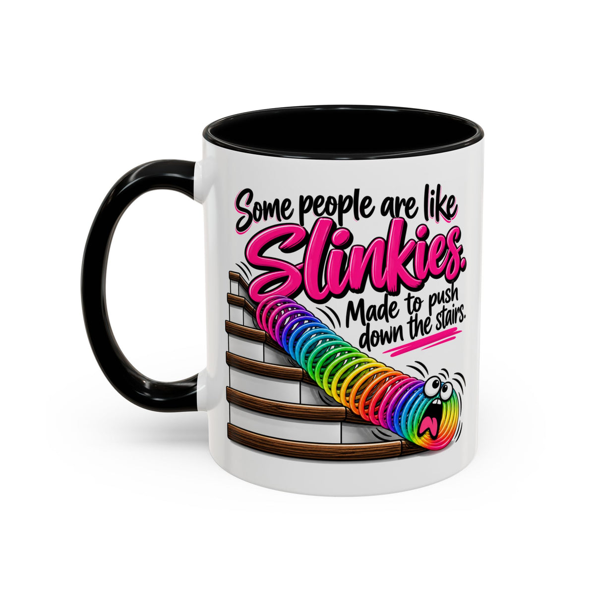 Funny 'Some People Are Like Slinkies' Accent Coffee Mug – Humorous Rainbow Slinky Gift