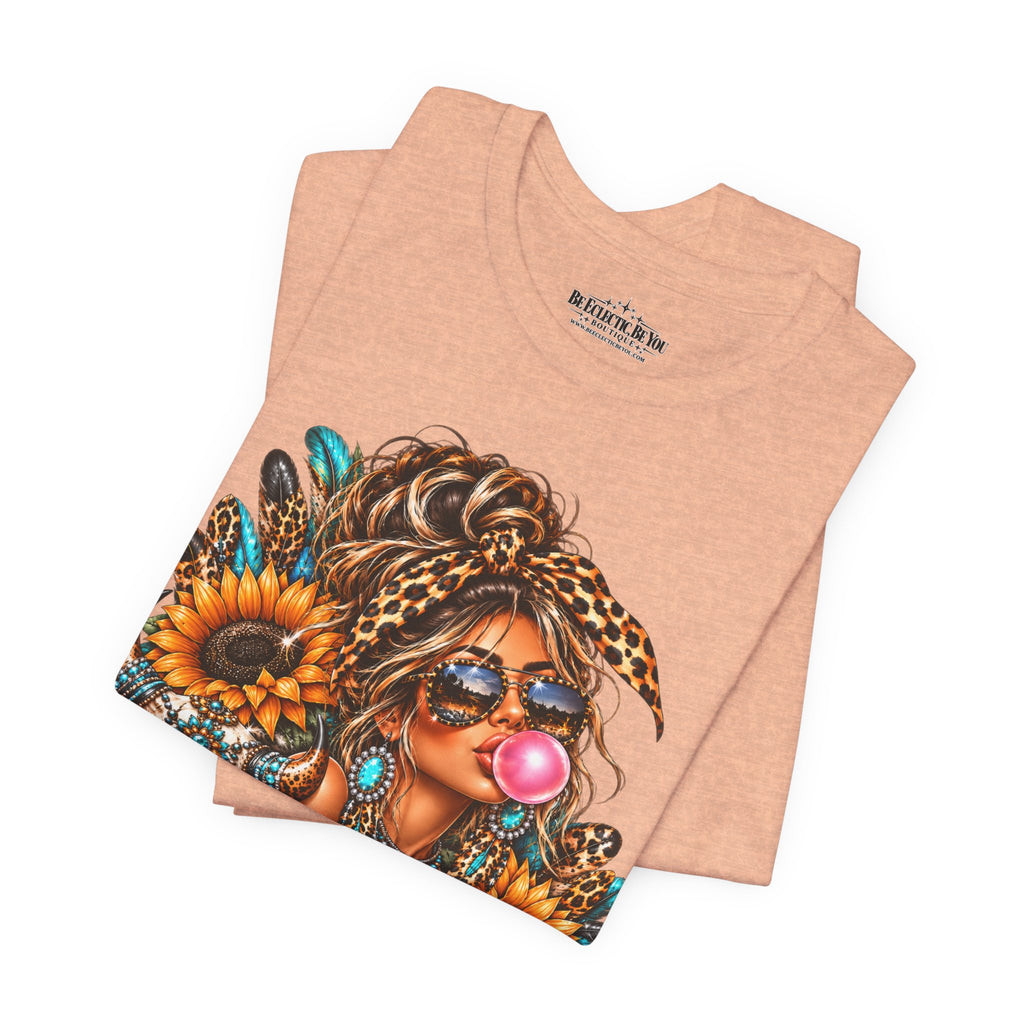 Boho Woman with Sunflowers Graphic T-Shirt