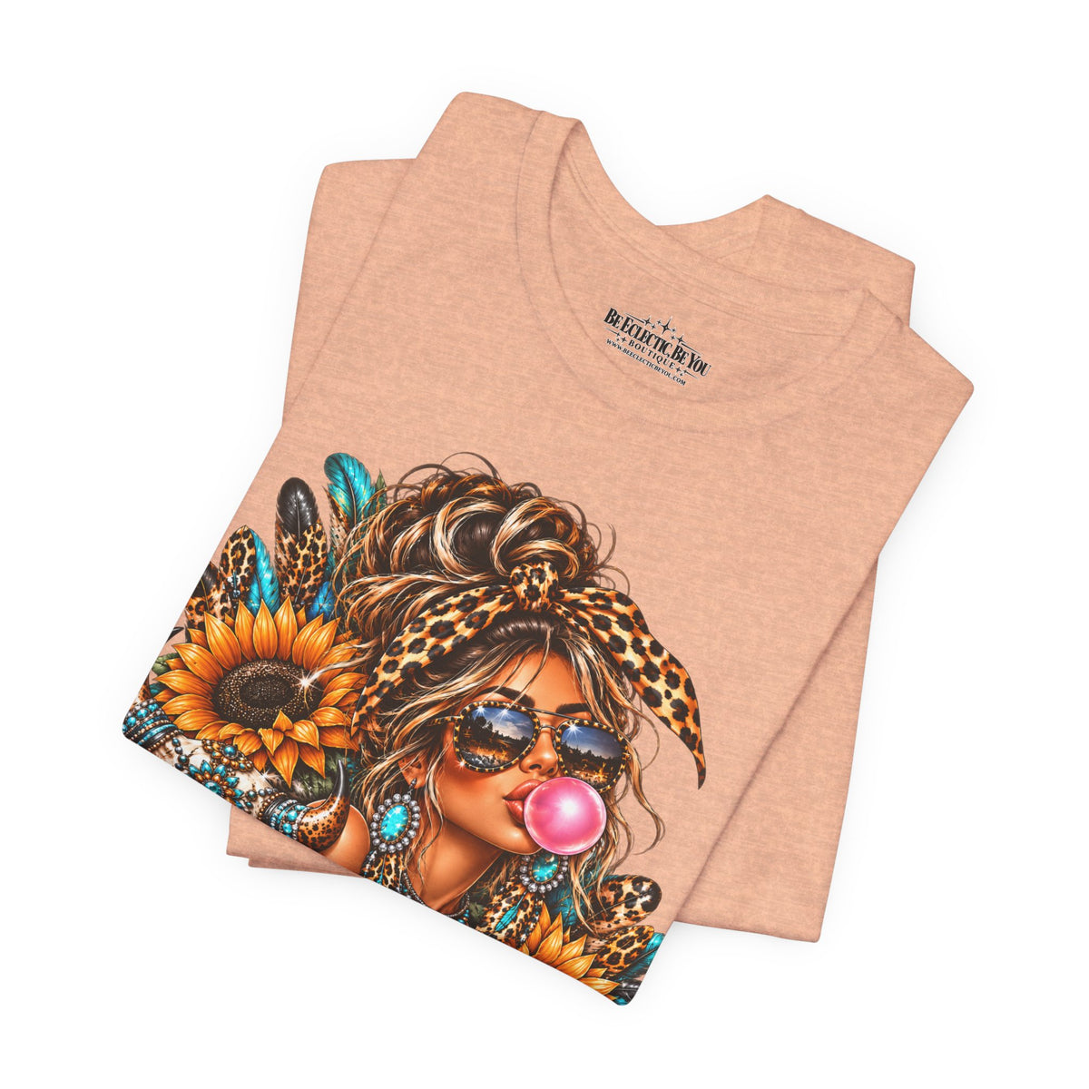 Boho Woman with Sunflowers Graphic T-Shirt