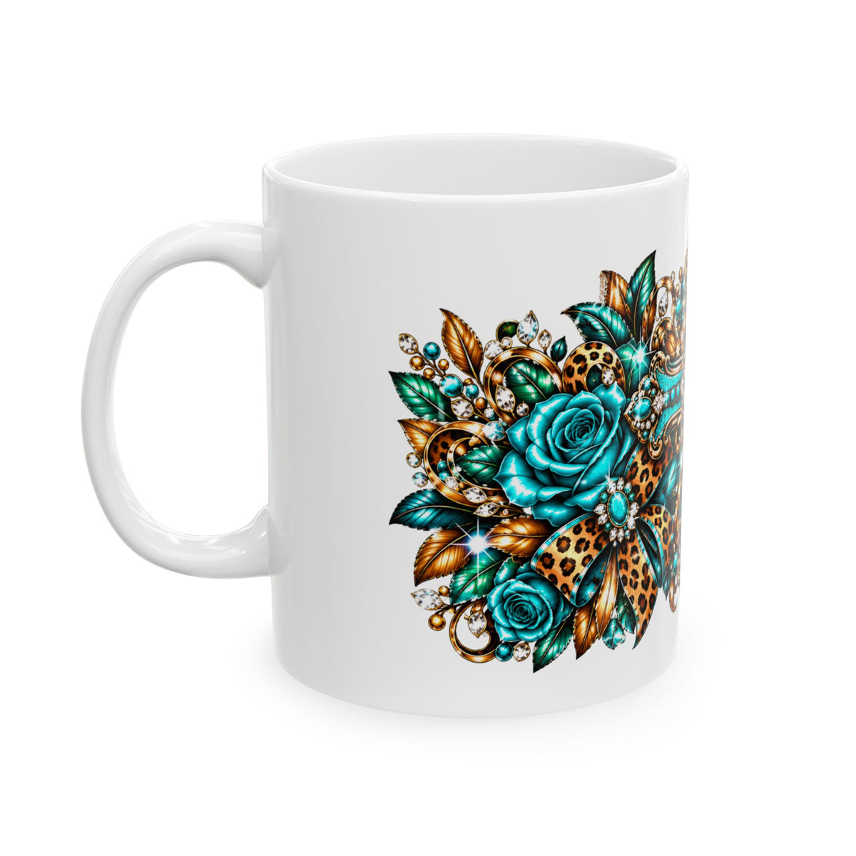 Ornate Turquoise Cross Mug – Gothic Christian Coffee Cup