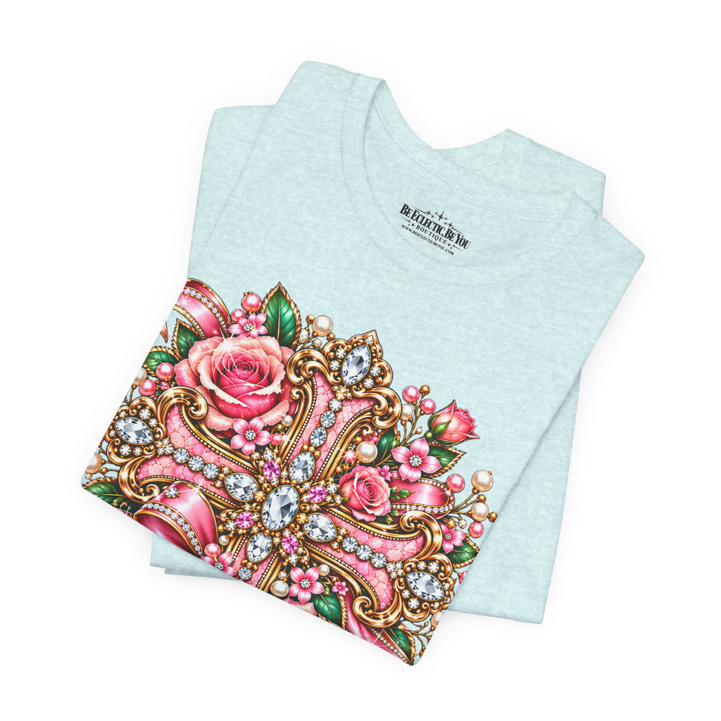 Ornate Floral Cross Rose Tee
