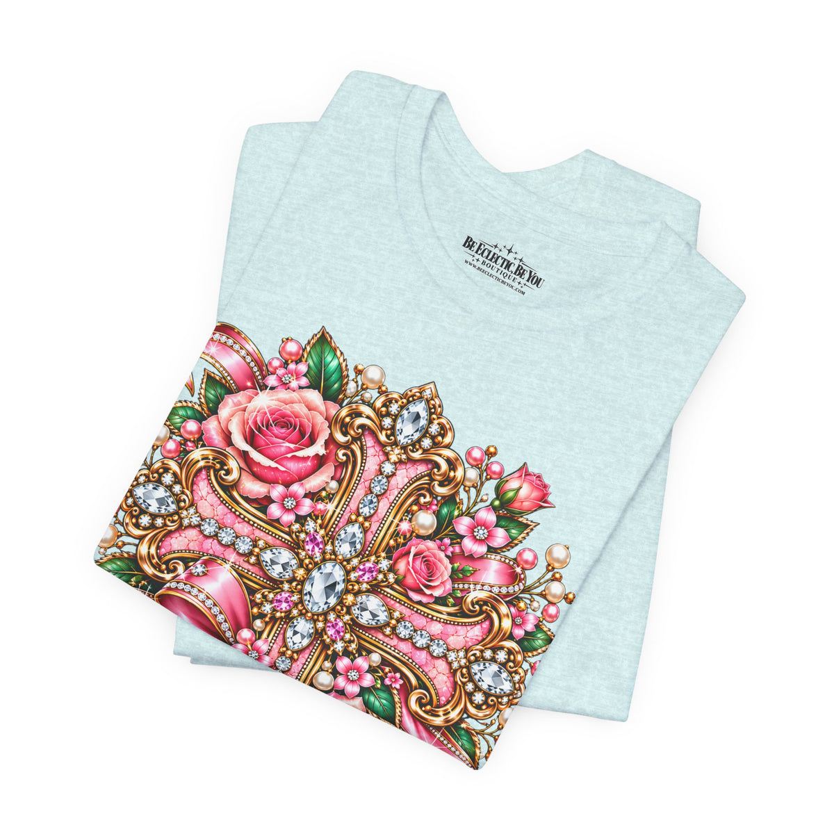 Ornate Floral Cross Rose Tee
