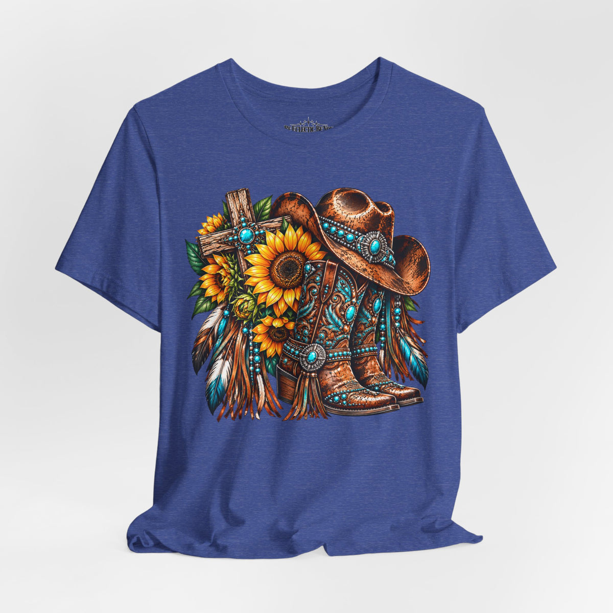 Western Cowboy Boots & Sunflowers Graphic Tee