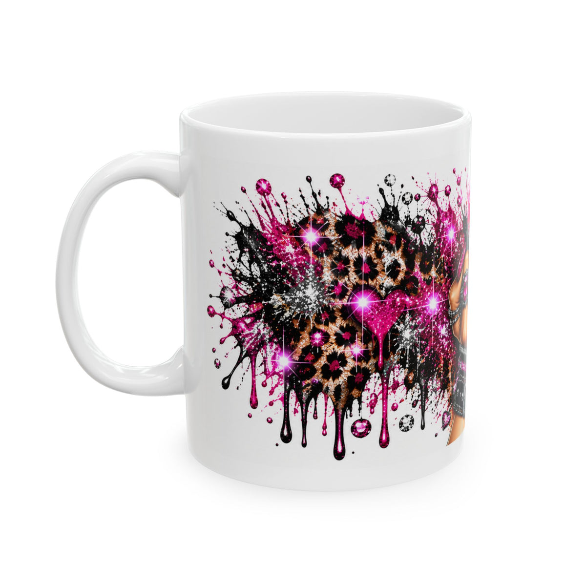 Pink Glitter Middle Finger Mug — Sassy Attitude Ceramic Coffee Cup (11oz & 15oz)