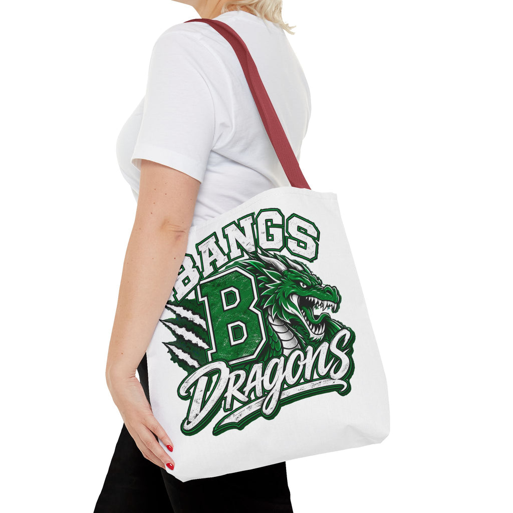 Bangs Dragons Tote Bag — Green Mascot Dragon School Spirit Tote