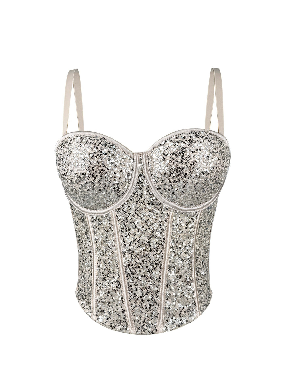 Lace Sequin Slim Fit Tube Top