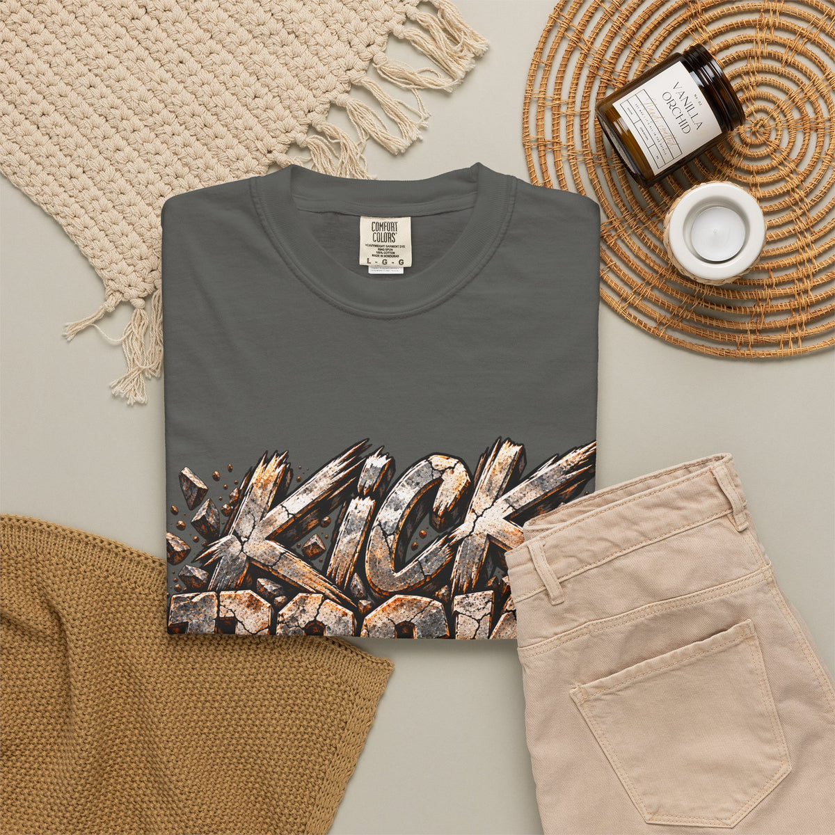 Kick Rocks T‑Shirt — Grunge Stone Graffiti Tee