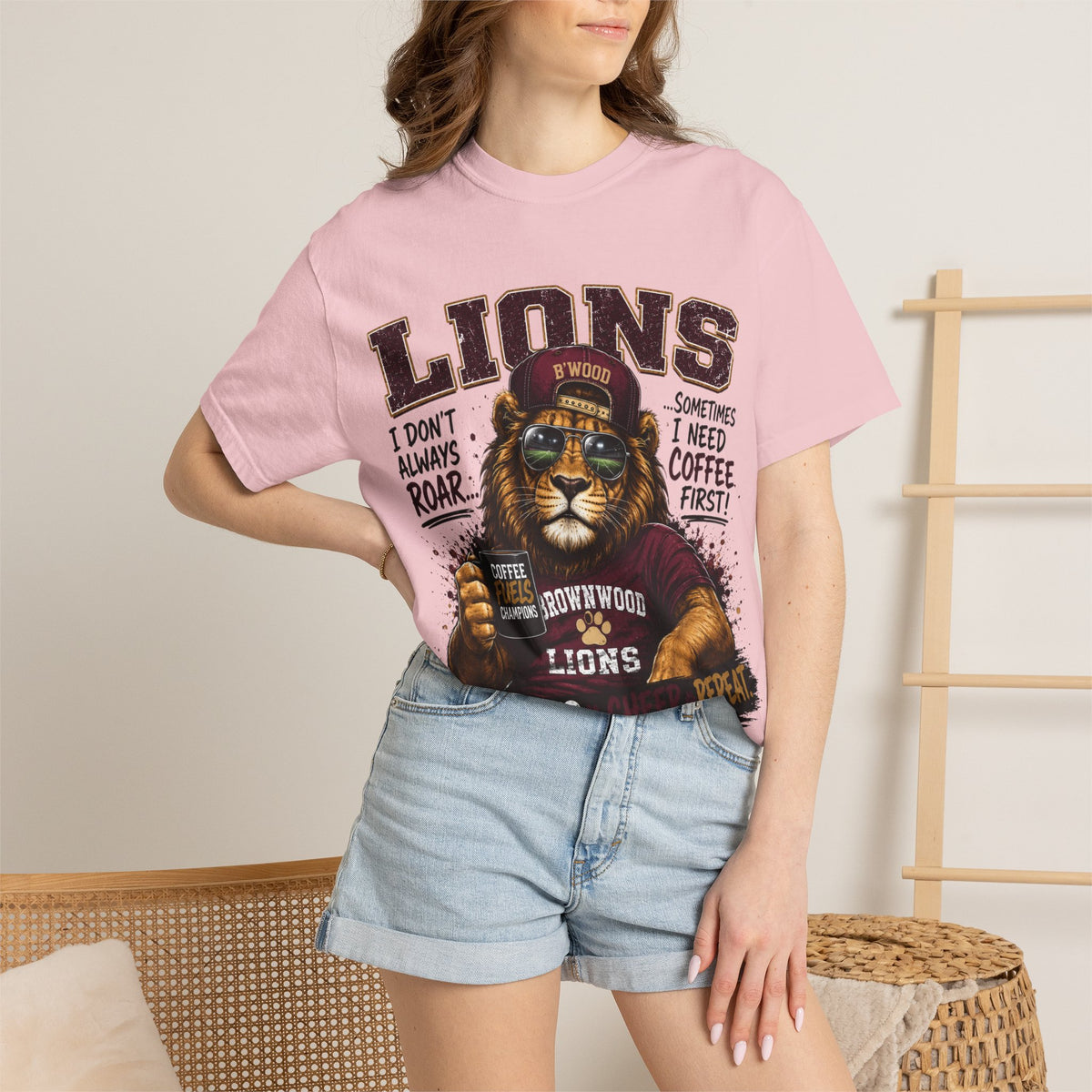 Lions Coffee Club T-Shirt — 'Eat. Sleep. Coffee. Repeat.' Graphic Tee