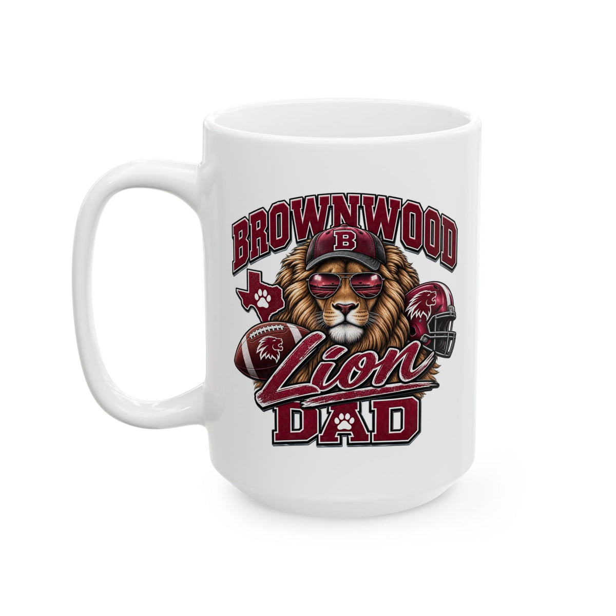 Brownwood Lion Dad Ceramic Mug – Team Logo Coffee Cup (11oz & 15oz)
