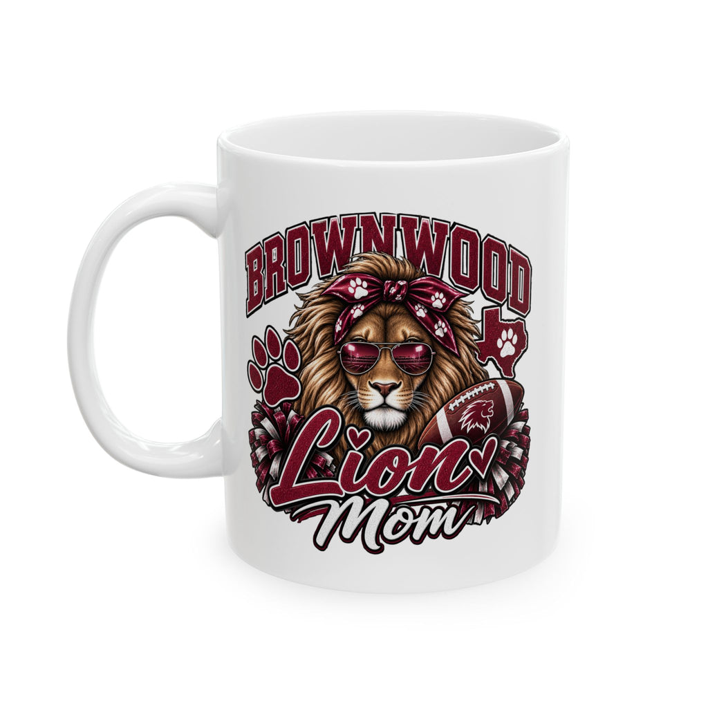 Brownwood Lion Mom Mascot Ceramic Mug (11oz, 15oz)